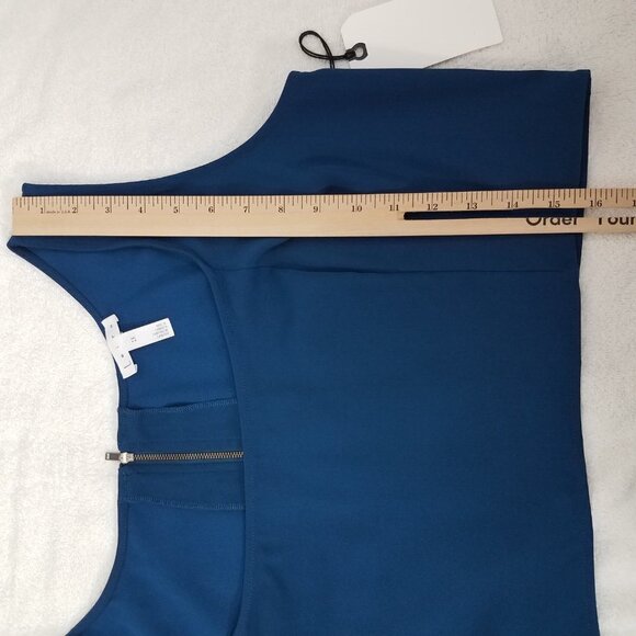 NEW Leith Nordstrom Women's Plus 1X Top Teal Exposed Zipper Crop Tank Sleeveless - Picture 7 of 7
